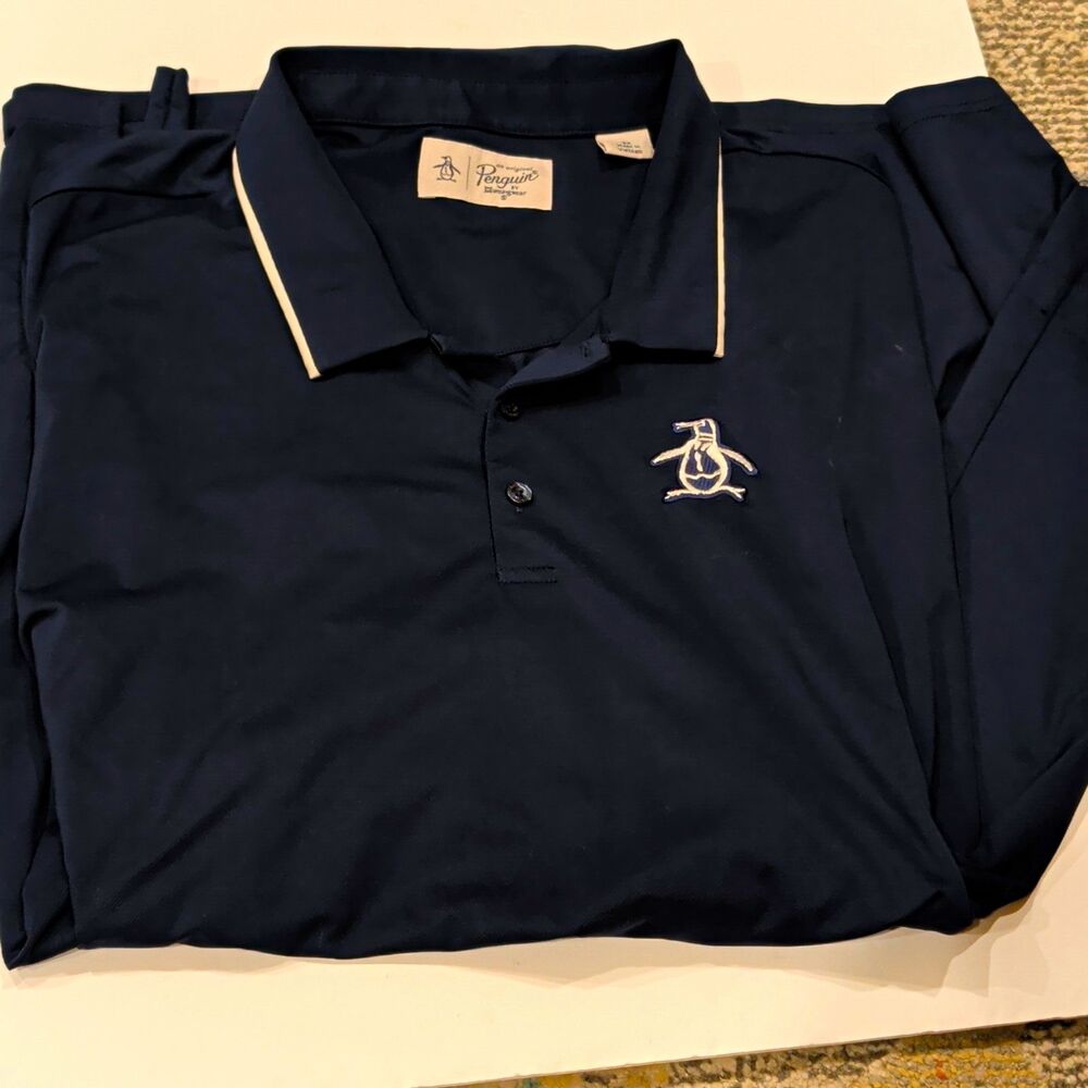 Original Penguin Navy Polo Shirt Big & Tall 3XL Embroidered Logo Trim
